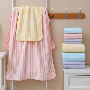 Jingjing Coral Fleece Bath <b>Towel</b> 70x140 Cm Striped Quick Drying <b>Beach</b> <b>Towel</b> For Men Women Household Use - Product Image 3