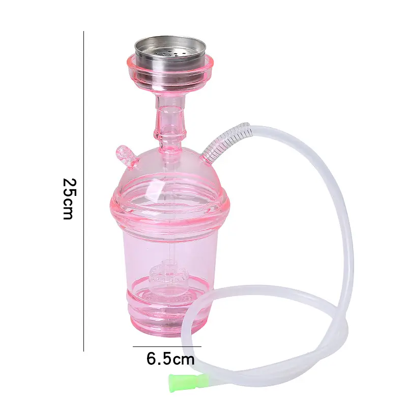 Wholesale car portable pink acrylic hookah with LED lights