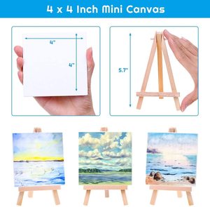 Mini tele 4x4 pollici Art tele <span class=keywords><strong>pittura</strong></span> 18 pezzi set per bambini, <span class=keywords><strong>pittura</strong></span> su tela con Mini cavalletto - Product Image 3