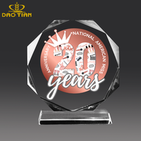 Trophée en verre cristal vierge 2026 - Design octogonal multi-facettes, idéal pour l'impression UV, le sablage et la personnalisation