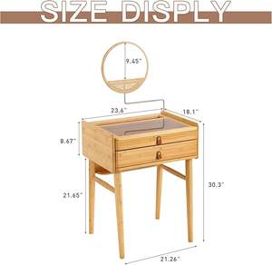 โต๊ะเครื่องแป้งแต่งหน้าทันสมัยขนาดเล็กพร้อมกระจกปรับมุมได้และลิ้นชักเก็บของ2อันพื้นที่ขนาดเล็กห้องนอนไม้ - Product Image 3