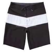 Short de bain 1 pièce pour homme, personnalisé OEM, à séchage rapide, avec motif léopard rayé bleu et blanc et lettres, taille élastique, poche arrière, vente chaude