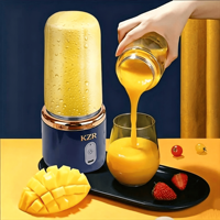 KZR Handmatige Sapcentrifuge met Oplaadbare Dubbele Mengbekers voor Fruit- en Groentesap, Keuken, Buiten, Reizen