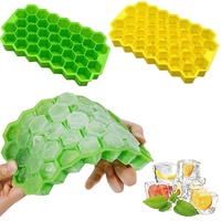 Plateau de moule à crème glacée en silicone nid d'abeille 37 grilles avec couvercles pour outils de sorbetière maison