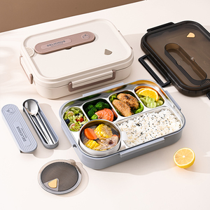 Lonchera Portátil Aislada de Acero Inoxidable 316L — Contenedor de Comida Grande de 6 Compartimentos con Bolsa Aislante - Product Image 1