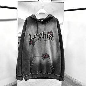 Felpa con Cappuccio Vintage Effetto <span class=keywords><strong>Spider</strong></span>, Ricamo Applicato, Stile Hip Hop Street, Manica Lunga Larga per Uomo - Product Image 2