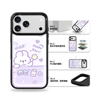 Coque de téléphone AG Feeling Black Edge avec motif Lapin Étoile Porte-Bonheur doré pour iPhone 17, 17 Pro Max, 16 Pro, 15 – Coque magnétique