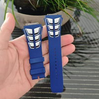 Bracelet de montre haut de gamme personnalisé bicolore en caoutchouc fluoré à ailettes de requin, maillons en alliage de titane, matériau en caoutchouc fluoré importé