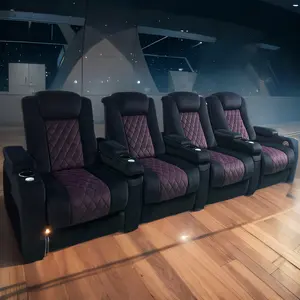 Mejor al por mayor de cine en casa asientos de tela de microfibra suave asientos de cine silla reclinable auditorio automático para la venta