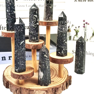 Torre di Cristallo in Agata Crazy Lace Nera Lucidata all'Ingrosso per Regali di Cristalloterapia e Guarigione <span class=keywords><strong>Spirituale</strong></span> - Product Image 1