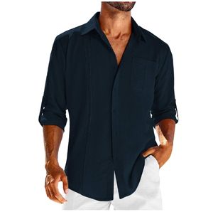 2024 vendita calda <span class=keywords><strong>camicia</strong></span> Casual da <span class=keywords><strong>uomo</strong></span> in cotone in <span class=keywords><strong>pizzo</strong></span> di canapa da polso - Product Image 5
