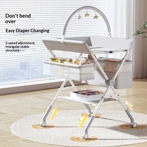 Baby Diaper Changing Table with Mosquito Net Foldable Metal Frame American Style Portable Multifunction for Newborns - Product Image 2