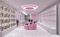 Présentoir à perruques en acier inoxydable doré personnalisé présentoir à extensions de cheveux humains meubles de salon rose tendance boutique design d'intérieur