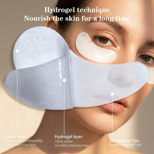 Patchs Hydrogel pour les Yeux à Marque Blanche – Ginseng, Curcuma, Centella, Herbes, Algues – Contre les Cernes – Grande Taille, Forme Croissant - Product Image 1