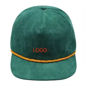 Custom Wholesale Blank Fitted Hat Sports Baseball Caps Rope A Frame Authentic 5 Panel Corduroy Snapback Hats For Men