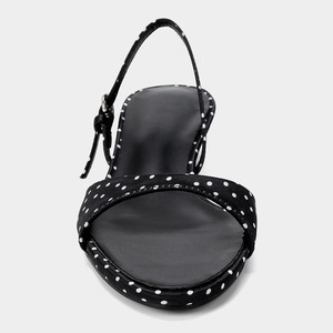 Mules Retro Chic para Mujer con Tacón Bajo, Sandalias con Hebilla y Estampado de Puntos Blancos y Negros para Damas - Product Image 2