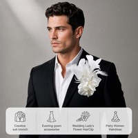Broche en plumes élégante pour costume et robe de soirée, pince à cheveux légère en tissu de soie pour fête et célébration