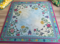 Tapis de Mahjong Américain, Imprimé Floral Chinoiserie Grue, Tapis de Jeu Antidérapant en Caoutchouc Silencieux, Vente Directe Usine