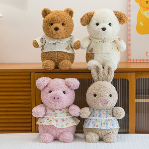 New Style Soothing Plush Toy <strong>Goodnight</strong> Series Teddy Bear Rabbit Doll Piggy Doll Children's Gifts Plush Toy with Dress Clothes - Product Image 1
