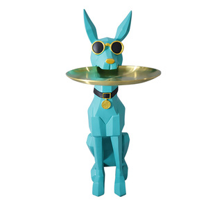 גדול גודל דוברמן כלב שרף פסל עם אחסון מגש עבור סלון עיצוב הבית - Product Image 1