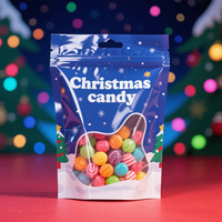 Sachet Doypack en plastique refermable avec fenêtre, imprimé sur mesure, pour emballage de Noël et du Nouvel An, pour aliments pour animaux, aliments pour bébés et bonbons