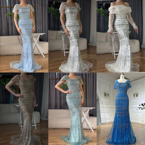 Serene Hill <span class=keywords><strong>Blue</strong></span> Mermaid Perlé Robes de soirée de mariage Robes avec manches détachables incluses LA72714 - Product Image 3