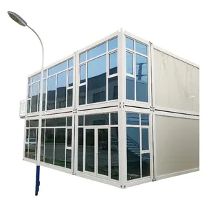 duplex Little glass pe fabricated prefabricated prefab modular portable mobile tiny shipping container kit house home reviews