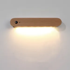 Holz-candelabro de pared de madera con Sensor infrarrojo, luces nocturnas recargables para el hogar, muestra gratis