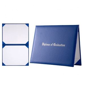 Porta Diplomas Personalizado de Cuero PU y Cartón, 2 Caras, Tamaño Carta, Carpeta para Certificados con Logotipo en Lámina Plateada - Product Image 1
