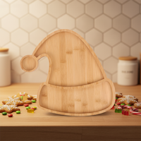 Kerst Houten Dienblad Cartoon Hoedvormige Decoratieve Plaat Hout Fruit Snack Deli Schaal Voor Feestelijke Weergave