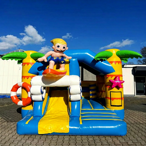Castillo inflable de PVC comercial para surfear en verano, tobogán acuático combinado para fiestas infantiles en el patio trasero - Product Image 1