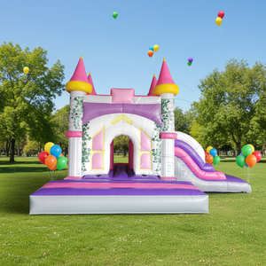 <span class=keywords><strong>Location</strong></span> Commerciale Château Gonflable Rose avec Toboggan pour Fêtes d'Enfants - Product Image 1
