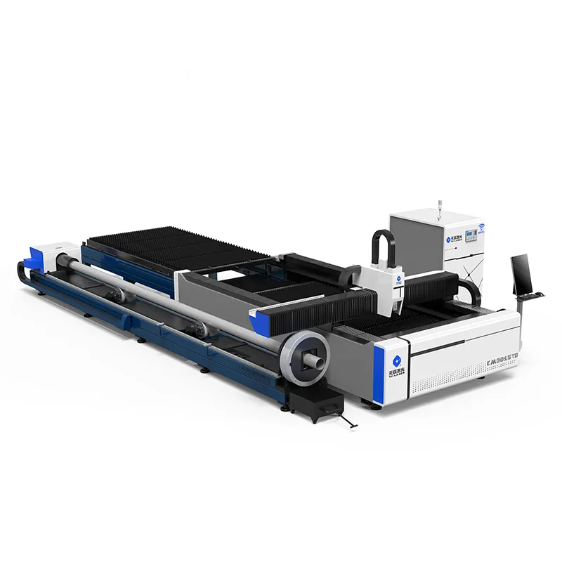 Ipg Laser quelle 1kw 1.5kw 2000w 3000w Fiber Metal Sheet Tube Laser Cutter / Steel Tube Lazer Cutting Machine