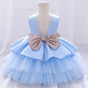 Robe en dentelle pour enfants, vêtements de fête d'anniversaire, de concours, sans manches, broderie, nœud formel, robe de fille à fleurs - Product Image 3