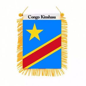 Custom Logo Hanging Congo Kinshasa Pennant <b>Flag</b> for Car Rearview Mirror and Home Decoration - Product Image 1