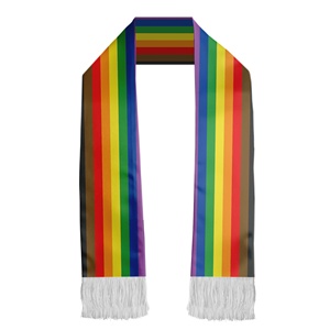 Écharpe LGBTQ en gros, 17x135cm, logo personnalisé, <span class=keywords><strong>noir</strong></span>, marron, arc-en-ciel, pour événements, production rapide, fabricant direct - Product Image 1