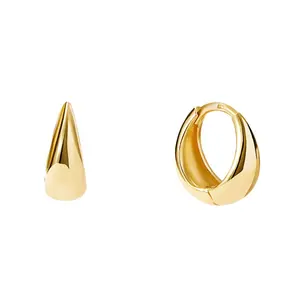 925 Sterling Silver 14/18K Gold Plated Vermeil Trend 2024 Fashion Jewelry Chunky Bold Huggie Hoop Earrings for Women