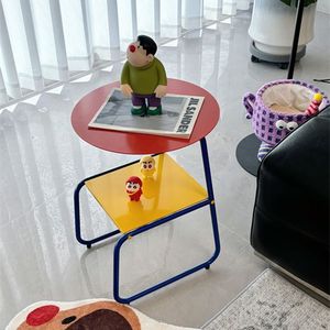 Dopamine Coffee <b>Table</b> Red Yellow Blue Two Tier Storage <b>Side</b> <b>Table</b> For Living Room Bedroom <b>Sofa</b> <b>Side</b> Use - Product Image 1