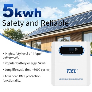 Sistema de Almacenamiento de Energía Solar <span class=keywords><strong>con</strong></span> Batería de Litio LiFePO4 de 5kWh, Batería de Respaldo para el Hogar, Paquete de Baterías de Montaje en Pared <span class=keywords><strong>con</strong></span> BMS de Ciclo Profundo - Product Image 1