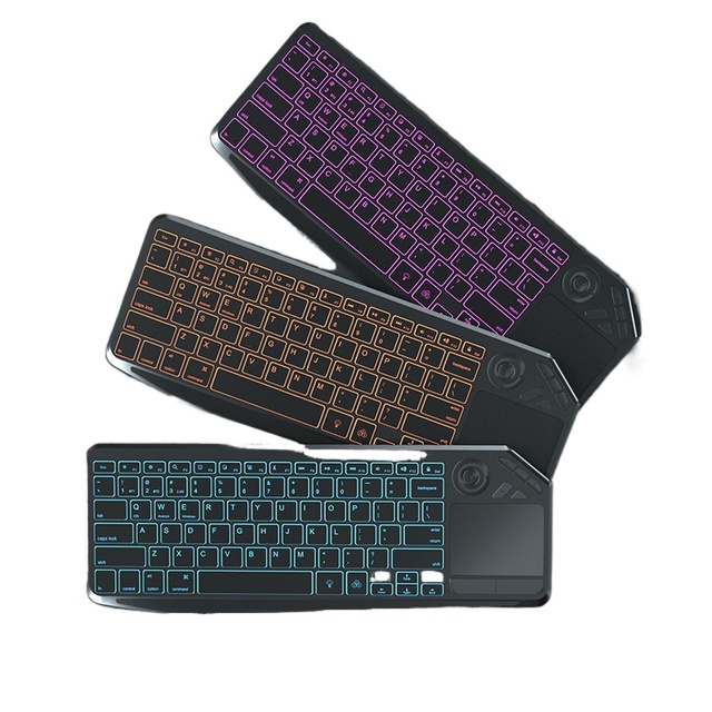 Wireless 3-LED Color Backlit Multimedia Keyboard Rechargeable RGB Keyboard with Multi-Touch Big Size Trackpad Number Pad