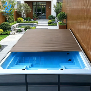 Couverture de <span class=keywords><strong>piscine</strong></span> automatique en alliage d'aluminium léger, <span class=keywords><strong>volet</strong></span> roulant <span class=keywords><strong>électrique</strong></span> de sécurité avec lames métalliques rigides <span class=keywords><strong>pour</strong></span> piscines de luxe - Product Image 1
