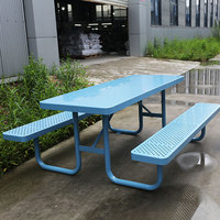 Table de pique-nique commerciale en métal bon marché avec banc mobilier de jardin table à manger en acier table basse de patio extérieur