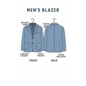 Blazer pour homme fabriqué en Italie, revers cranté, poches plaquées, fermeture à deux boutons, veste cintrée pour affaires et occasions décontractées - Product Image 5