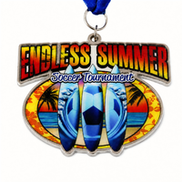 Médaille de football personnalisée en métal avec impression 4C et ruban imprimé pour les tournois de football