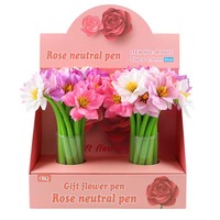 O&Q Luxe Personnages de dessins animés Papeterie en gros Cadeau Stylo à fleurs personnalisé Logo Caoutchouc 0,5 mm Encre gel Bleu/Noir Impression UV