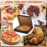 Boîte à pizza en carton ondulé noir en gros, intérieur kraft, qualité alimentaire, emballage à emporter, impression de logo personnalisé pour restaurant