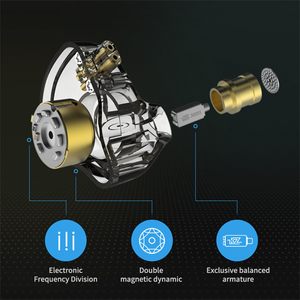 Écouteurs intra-auriculaires KZ ZSN Pro <span class=keywords><strong>pour</strong></span> studio, technologie de transducteur hybride 1DD+1BA, câble détachable améliorable, écouteurs filaires - Product Image 3