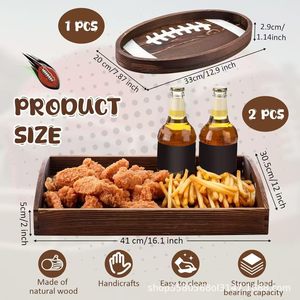 Plateau de service en bois Autonomy pour le football, 12x18 pouces, plateau décoratif pour les collations des jours de match - Product Image 4
