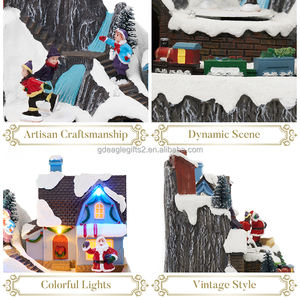 EaglegefTS زينة الراتنج تماثيل سانتا الناس منازل قرية عيد الميلاد رخيصة الثمن بوليريسين قرية عيد الميلاد مع القطار - Product Image 3