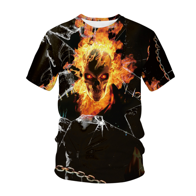 Skull Rock Heavy Gold Band Street Style 3D Printed Summer Men's T-shirt Casual Hip Hop Classic Vintage O-neck Baggy Tops